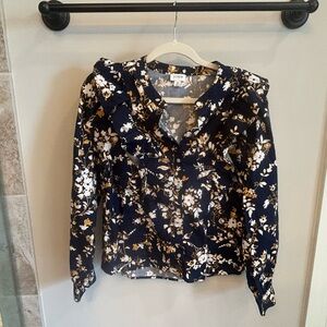 J. Crew Navy Floral Blouse